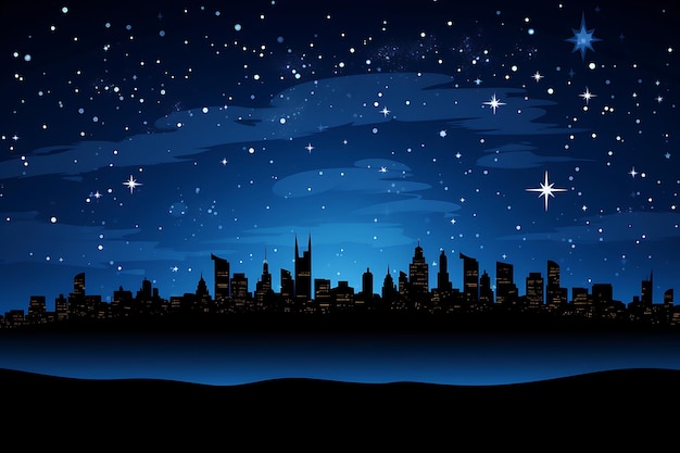 Photo silhouette of a city skyline against a starry nig