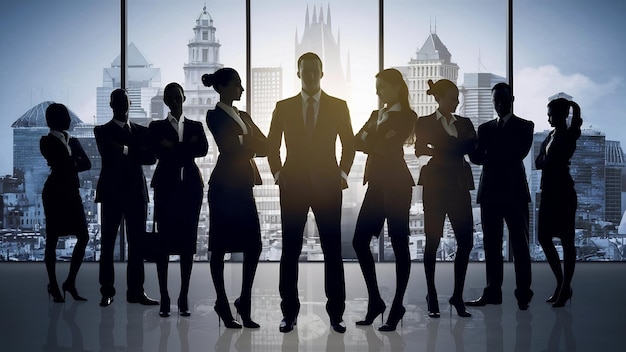 Silhouette of confident businesspeople