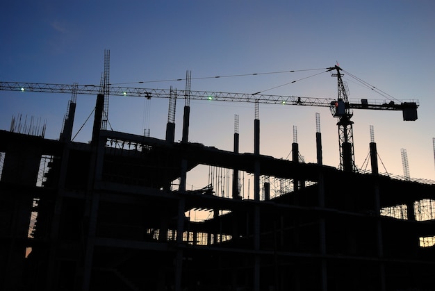 Silhouette of construction site