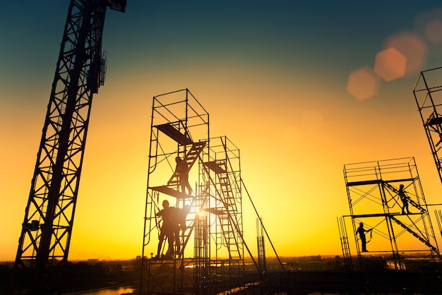 Silhouette construction worker