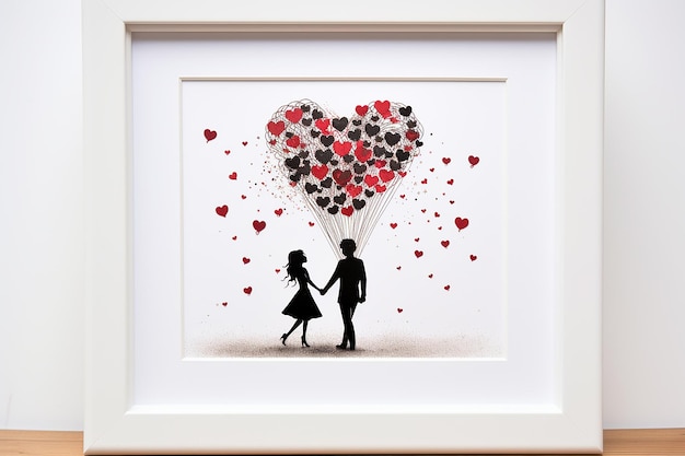 Photo silhouette couple against the wall canvas art background