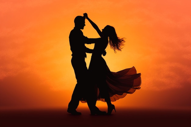 Silhouette of a couple dancing intimately