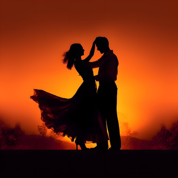 Photo silhouette of a couple dancing intimately