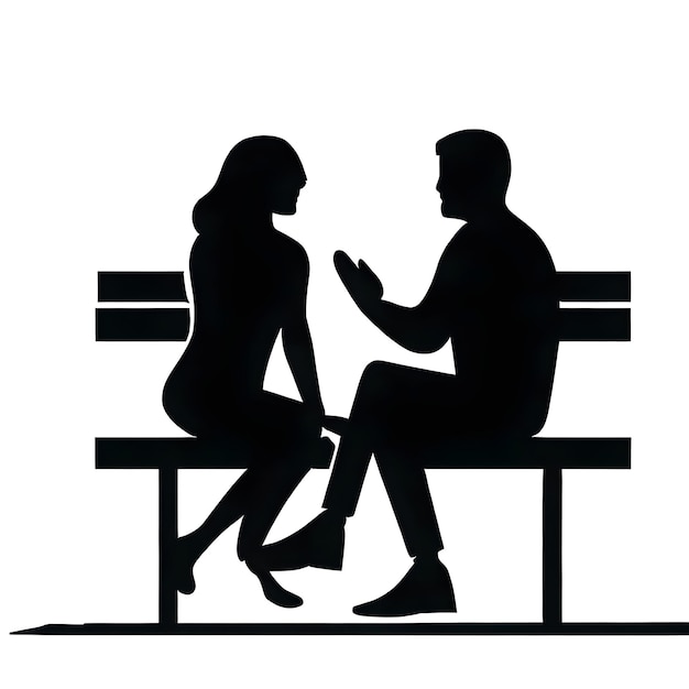 Silhouette of a couple engaged in a discussion