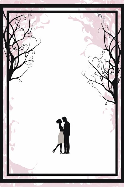 Photo silhouette of a couple kissing in front of a tree