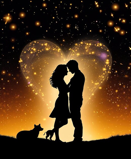 Photo silhouette of couple in love illustration