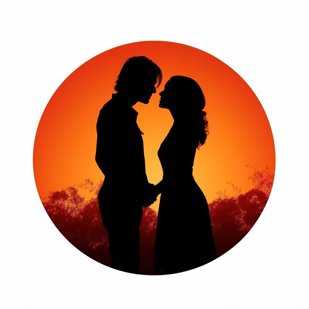 Photo silhouette of couple in love illustration