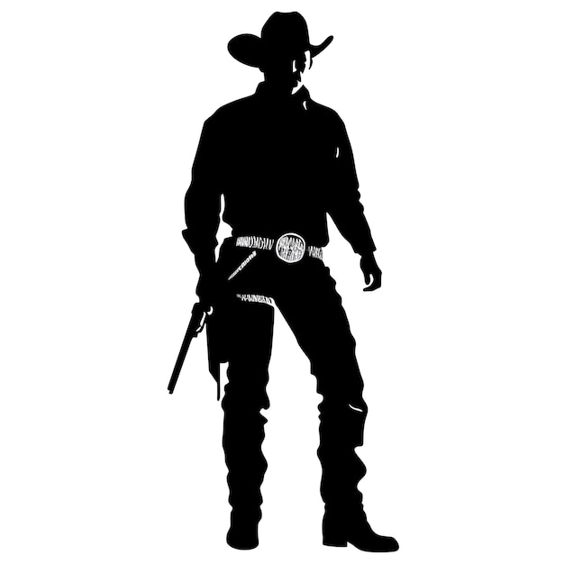 A silhouette of a cowboy with a gun Generative AI image