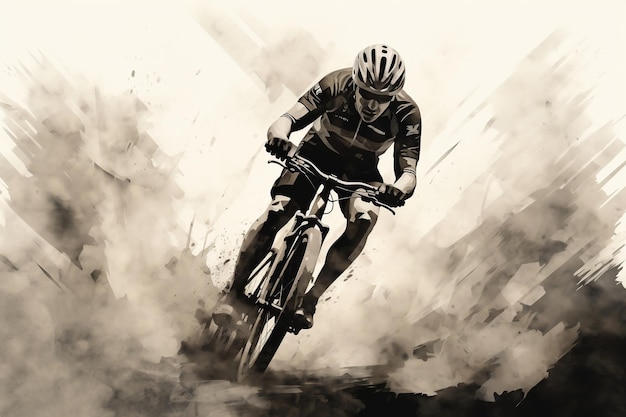 Silhouette of a Cyclist in Motion Generative Ai