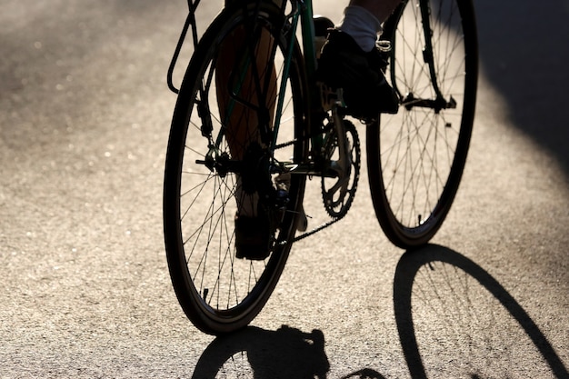 Silhouette of the cyclist riding