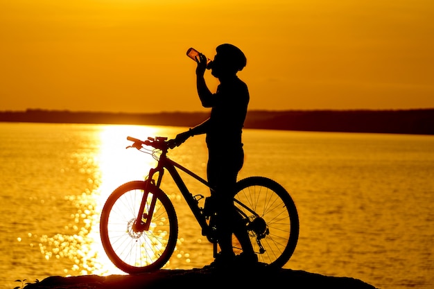 Silhouette of cyclist