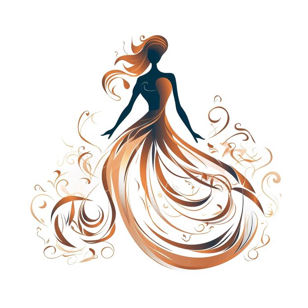 A silhouette of a dancer with flowing ribbons