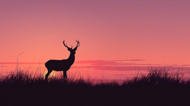 Foto una silhouette di un cervo in un campo