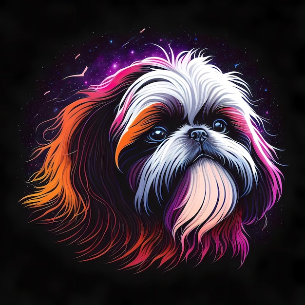 Фото Силуэт дизайн очаровательных собак с красочной электрической молнией векторный стиль логотип футболки