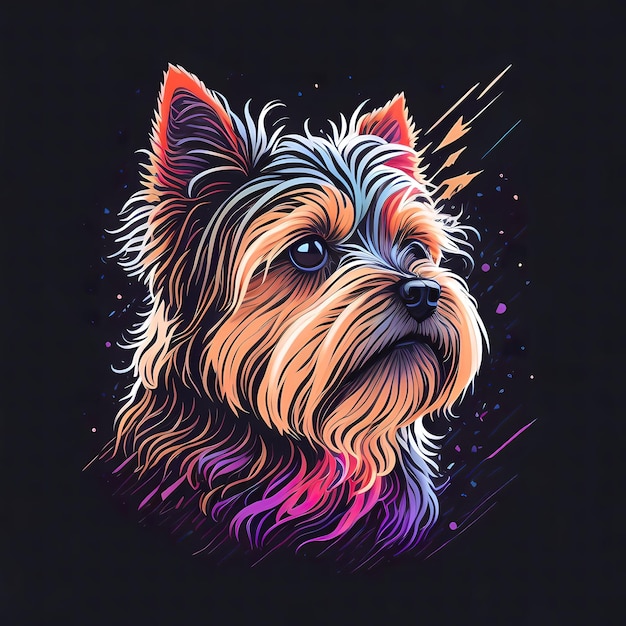 다채로운 전기 번개 벡터 스타일 티셔츠 로고가 있는 실루엣 디자인 사랑스러운 개