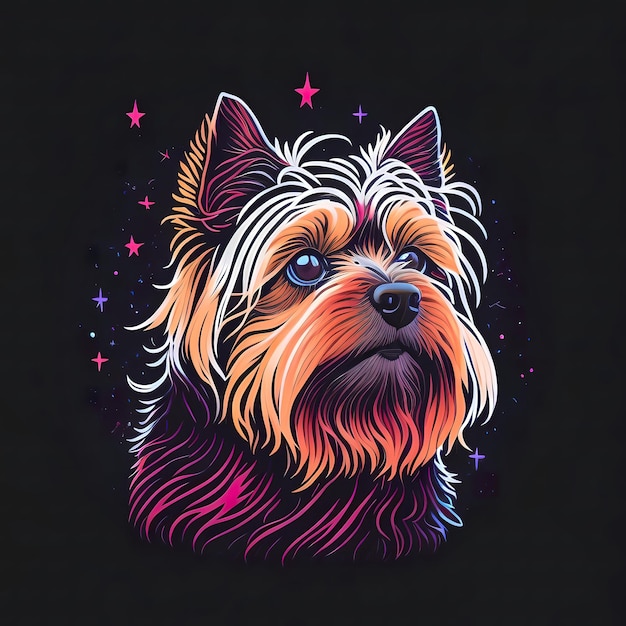 다채로운 전기 번개 벡터 스타일 티셔츠 로고가 있는 실루엣 디자인 사랑스러운 개