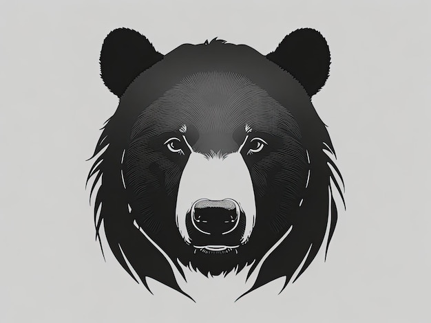 a silhouette design of a bear face generative ai