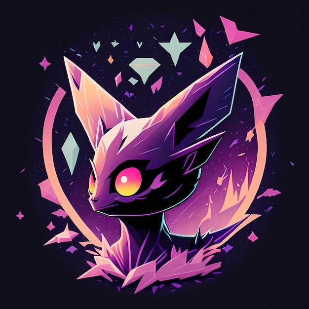 Silhouette Design MonsterInspired Pokemon on a Colourful electric lightning Vector style Tshirt