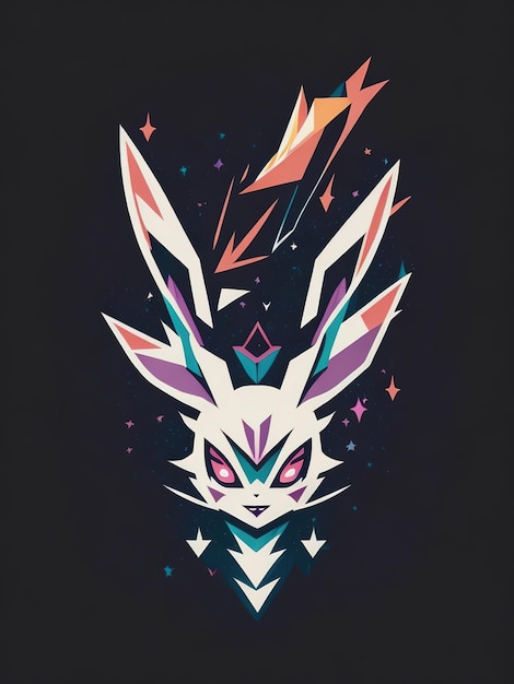 Silhouette Design MonsterInspired Pokemon on a Colourful electric lightning Vector style Tshirt