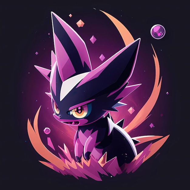 Silhouette Design MonsterInspired Pokemon on a Colourful electric lightning Vector style Tshirt