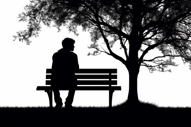 silhouette design of a person sitting on a park bench