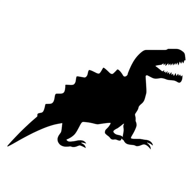 Silhouette of a dinosaur with the word tyrannosaurus on the front.