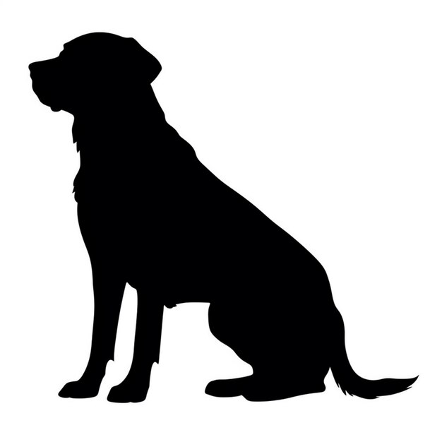 Photo silhouette of a dog sitting on a white background generative ai