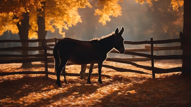 Silhouette of a donkey