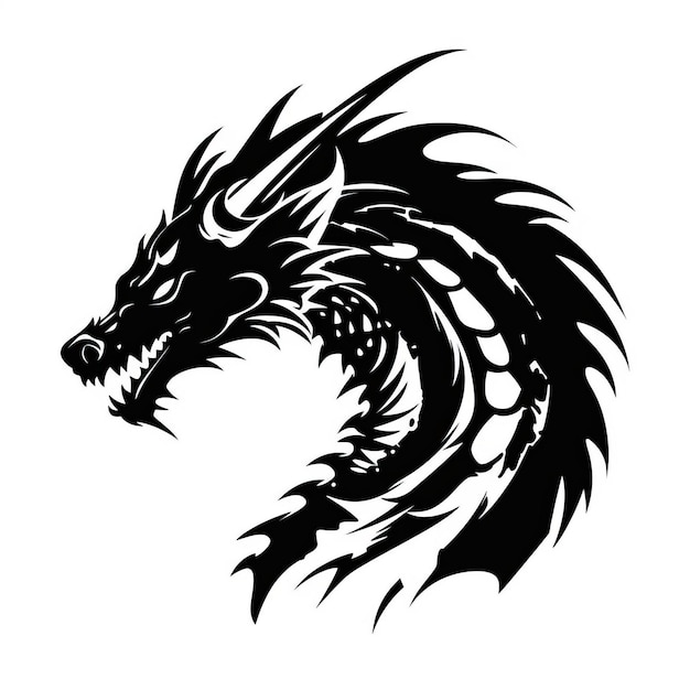 A silhouette dragon head with a sharp sharp teeth