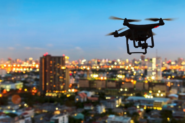 Silhouette of drone flying