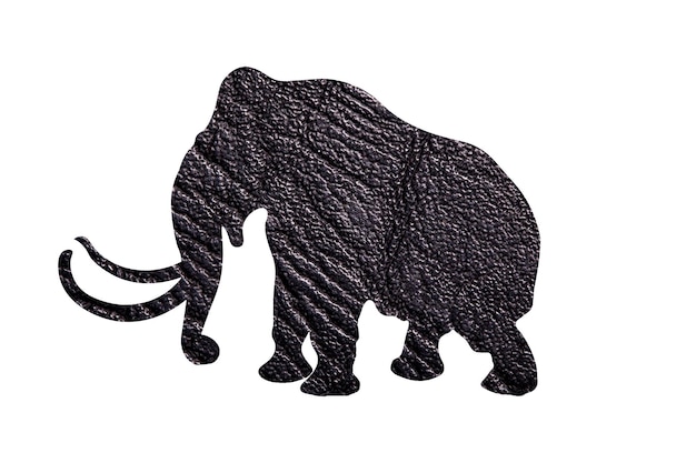 Silhouette of an elephant from wrapping paper isolated on white background