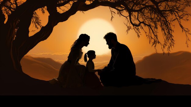 Photo silhouette of a family engaged in a heartfelt conversation