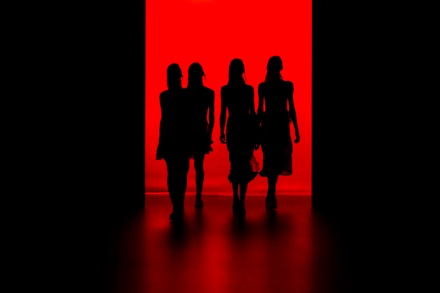 silhouette of fashion models on walking during fashion show