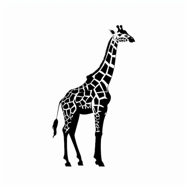 Photo a silhouette giraffe standing in a white background