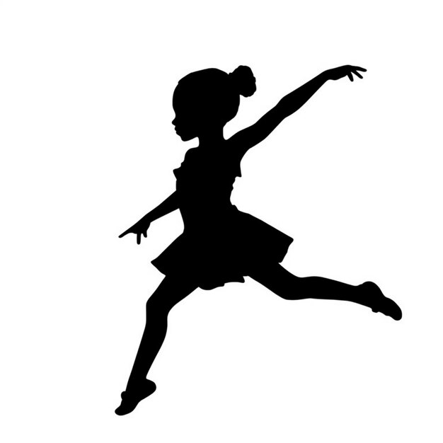 Foto silhouette di una ragazza con un vestito che salta in aria generativa ai
