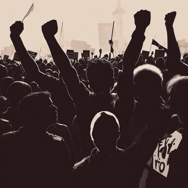 Photo silhouette of a global protest