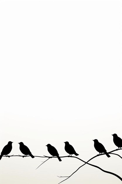 silhouette group of birds isolated on white background