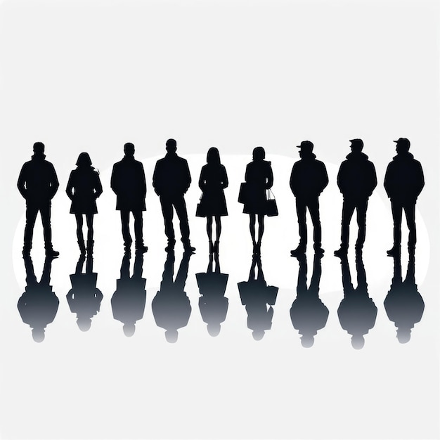 Photo silhouette of a group of people isolated on a white background