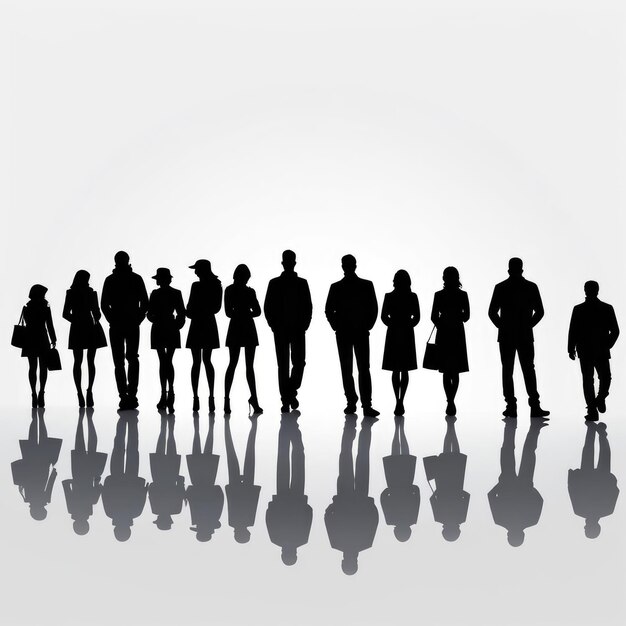 silhouette of a group of people isolated on a white background