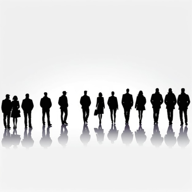 Photo silhouette of a group of people isolated on a white background