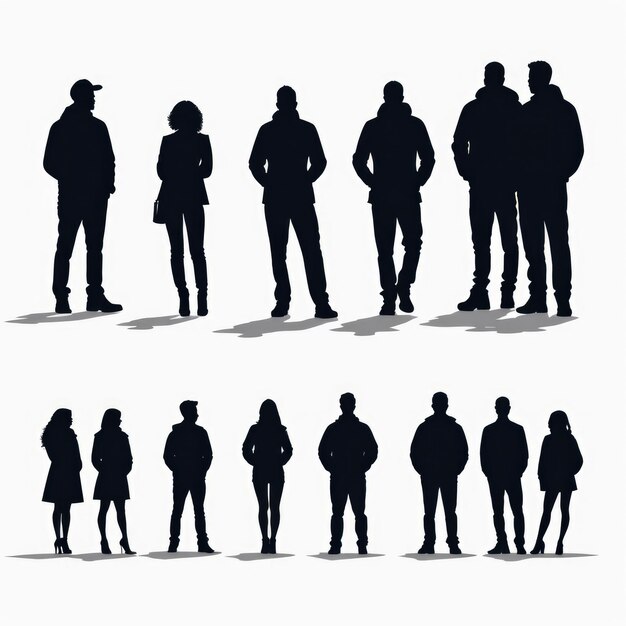 Photo silhouette of a group of people isolated on a white background