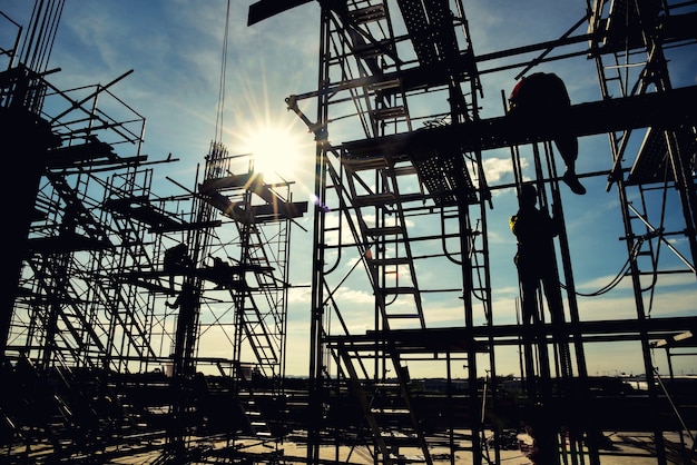 silhouette group of worker  