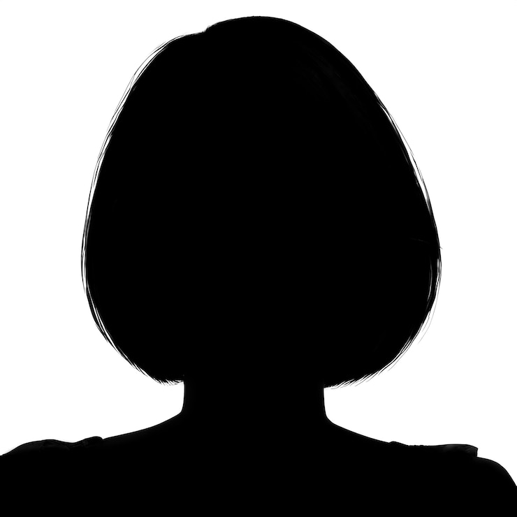 Photo silhouette of a grown woman female avatar icon for social networks illustration isolated