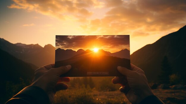 Foto silhouette di mani che tengono una lastra di film