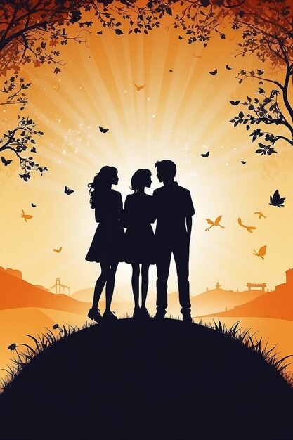 Premium Photo  Silhouette Harmony Friendship Day Celebration Background