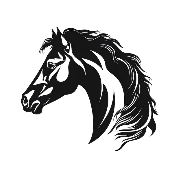 Photo a silhouette horse head with a long mane