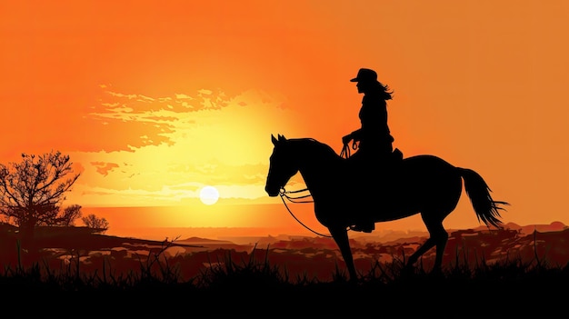 Silhouette of a horse rider during sunset