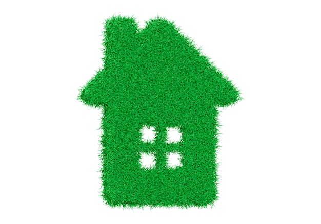 Silhouette of a house of green grass