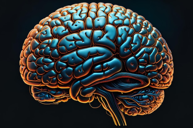 silhouette of a human brain on an abstract background