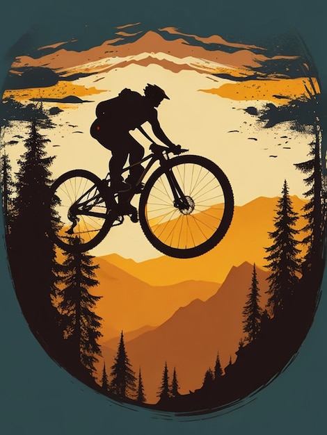 남자 산악 자전거의 실루엣 그림